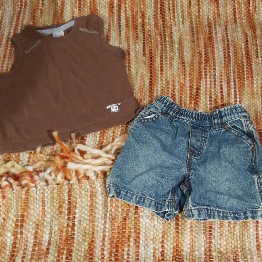 Baby boys 12 month denim shorts shirt bundle tcp‎